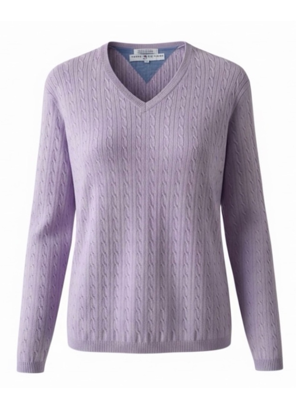 Tommy Hilfiger Light Purple V-Neck Long Sleeve Cable Knit Sweater Size Small